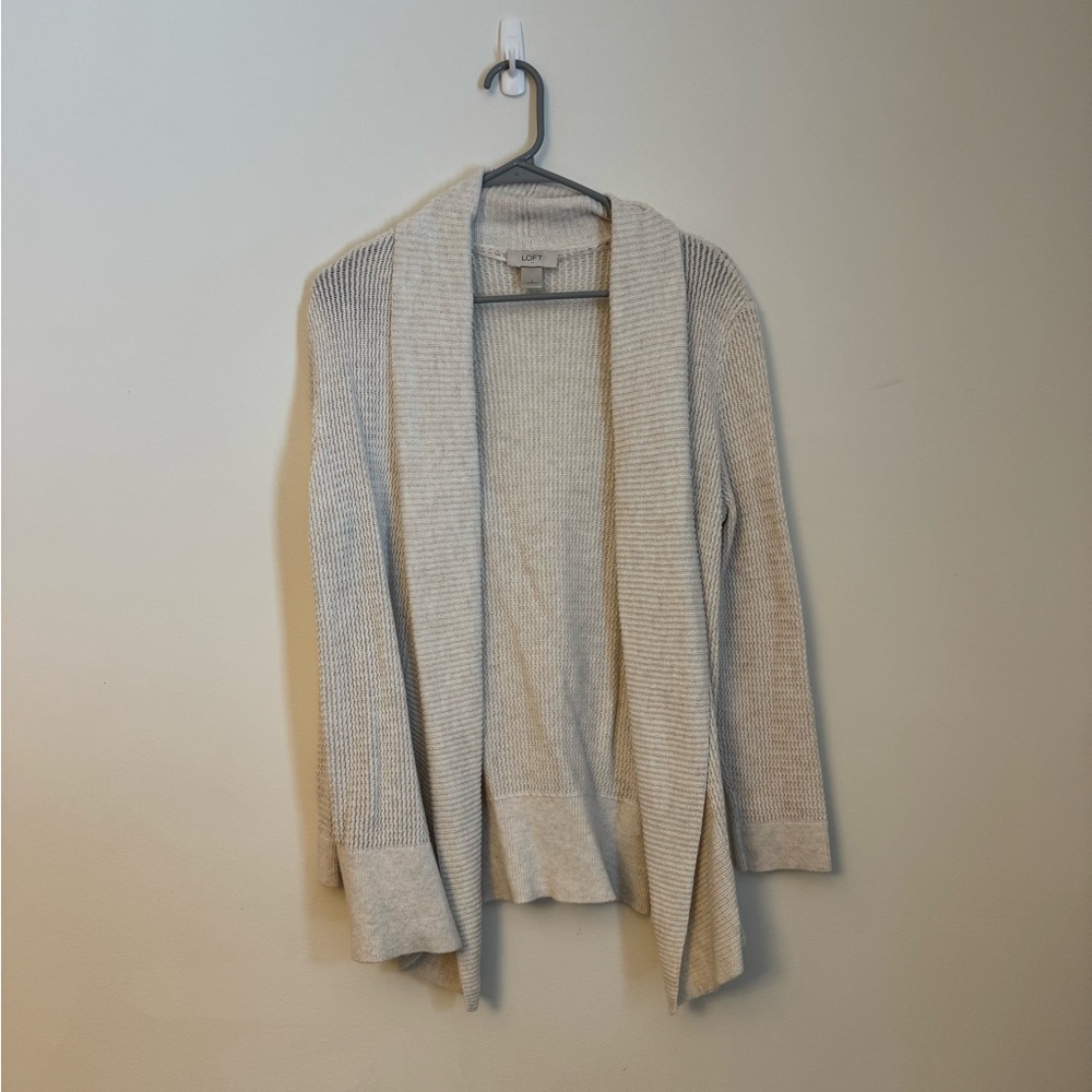 Lg LOFT Cream Open-Front Cardigan